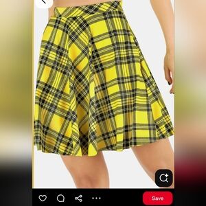Blackmilk Yellow Tartan Skater Skirt